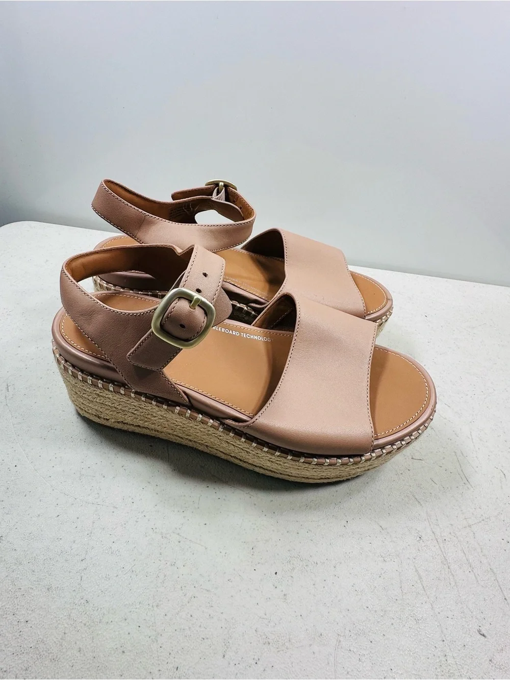 FitFlop Women's Eloise Cork-WRAP Leather Wedge Back Sandals  size 6,5